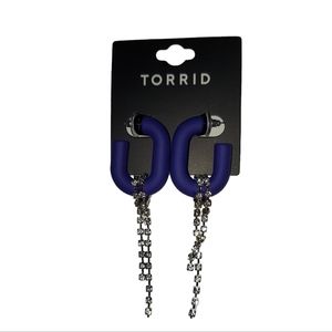 Torrid Blue Oval Link Rhinestone Drop Earrings - NWT